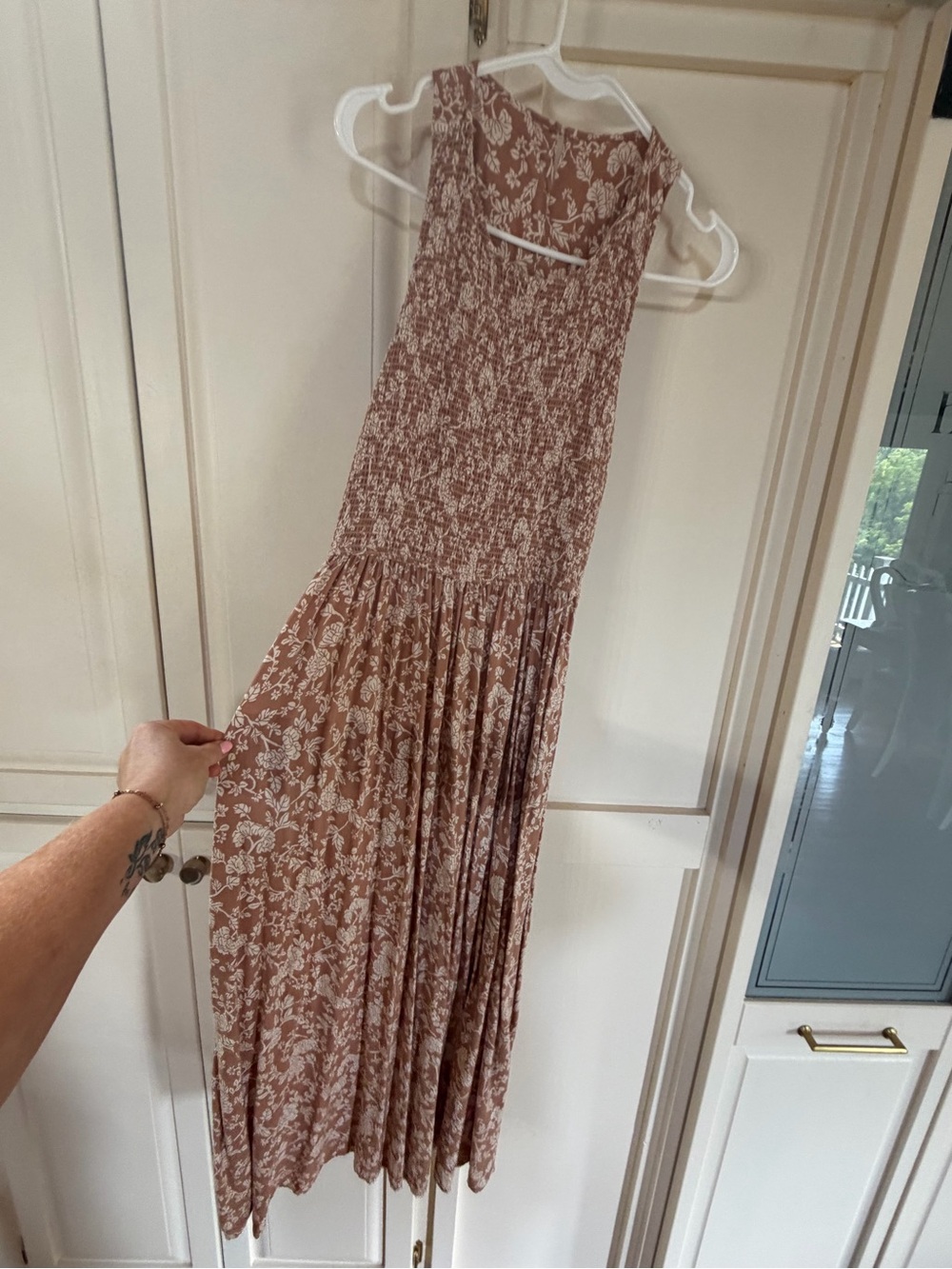 Matilda Jane Sleeveless Floral Smocked Maxi Dress in Dusty Rose